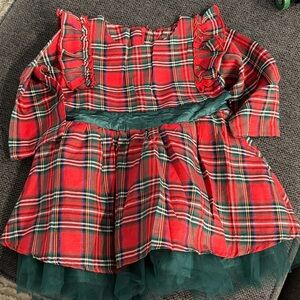 Plaid Ruffle Dress with Tulle Skirt